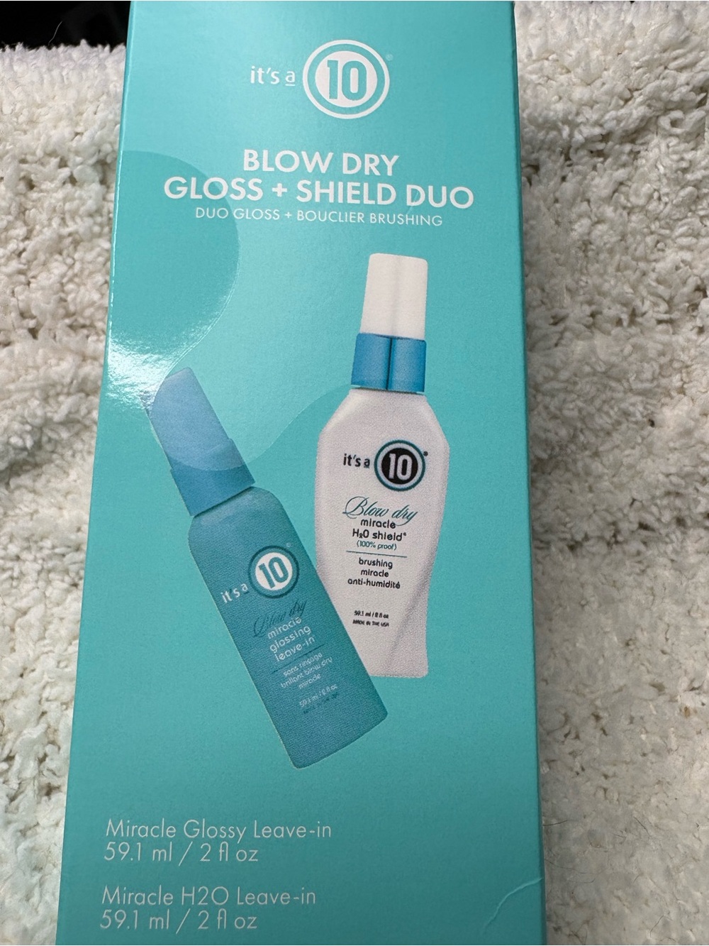 it's a 10 Blow Dry Gloss + Shield Duo — Blue Heat Protectant Set